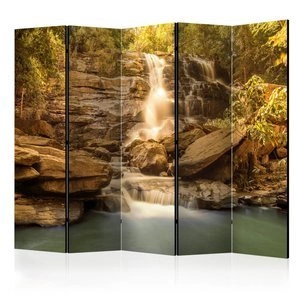Parawan 5-częściowy - Słoneczny wodospad II [Room Dividers]