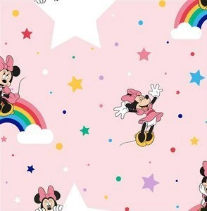 Tapeta dziecięca Myszka Minnie kolorowe gwiazdki
