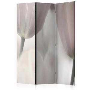 Parawan 3-częściowy - Tulips fine art - black and white [Room Dividers]