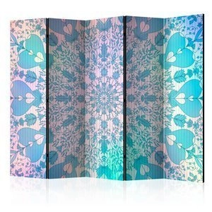 Parawan 5-częściowy - Dziewczęca Mandala (niebieski) II [Room Dividers]