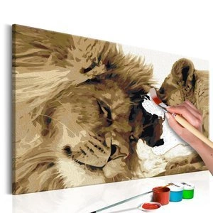 Obraz do samodzielnego malowania - Lew i lwica (miłość)