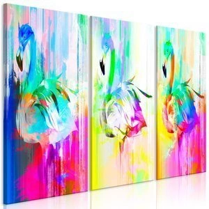 Obraz - Kolorowe flamingi (3-częściowy)