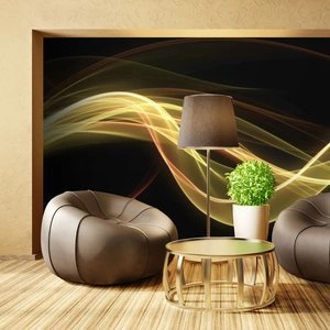 Fototapeta - Żółta dynamiczna fala na czarnym tle