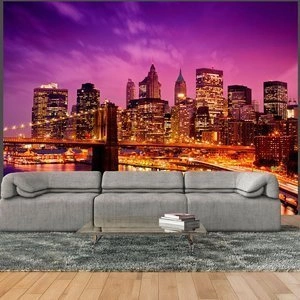 Fototapeta - Manhattan i Most Brookliński nocą