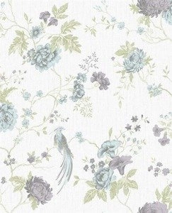 Tapeta winylowa z brokatem kwiaty romantyczna