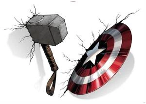 Naklejki samoprzylepne 14743h Avengers Hammer & Shield