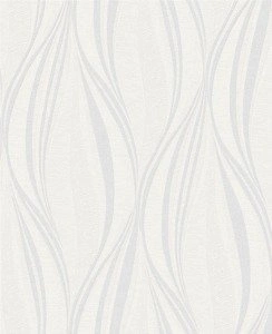 Tapeta winylowa biało srebrne fale pasy z brokatem
