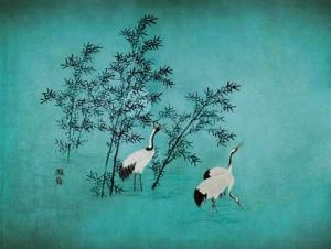 Fototapeta ścienna Żurawie na niebieskim tle V116-2