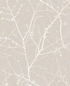 Beżowa tapeta do salonu gałęzie las gałązki winyl