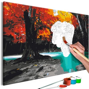 Obraz do samodzielnego malowania - Drzewo nad wodospadem