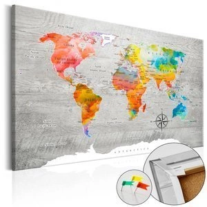 Obraz na korku - Wielobarwne podróże [Mapa korkowa]