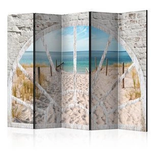 Parawan 5-częściowy - Widok z okna - Plaża II [Room Dividers]