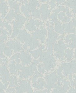 Niebieska tapeta winylowa do salonu wzór adamaszek