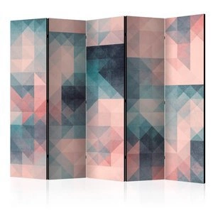 Parawan 5-częściowy - Piksele (zielono-różowy) II [Room Dividers]
