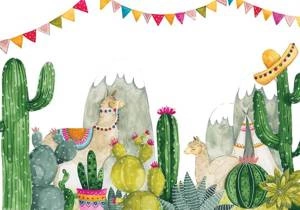 Fototapeta ścienna lamy i kaktusy - klimat meksykański 3