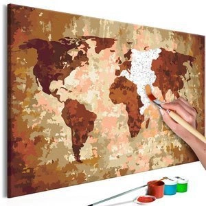 Obraz do samodzielnego malowania - Mapa świata (kolory ziemi)