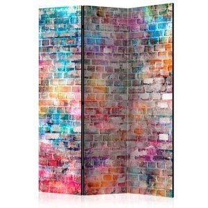 Parawan 3-częściowy - Kolorowa cegła [Room Dividers]