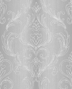 Tapeta winylowa w ornamenty glamour srebrna