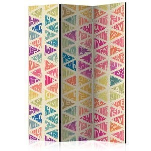 Parawan 3-częściowy - Literki i trójkąty [Room Dividers]