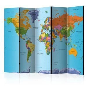 Parawan 5-częściowy - Kolorowa geografia [Room Dividers]