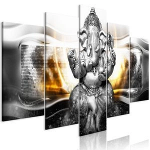 Obraz - Styl Buddy (5-częściowy) srebrny szeroki