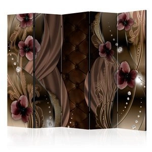 Parawan 5-częściowy - Burgundowe bratki II [Room Dividers]