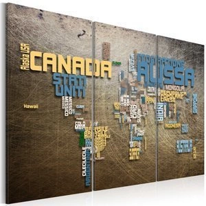 Obraz - Mapa świata (Język włoski) - tryptyk