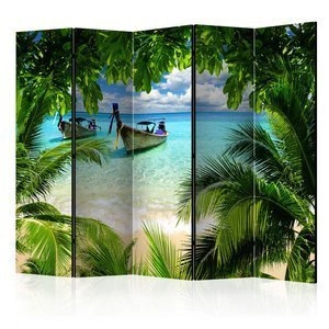 Parawan 5-częściowy - Tropikalny raj II [Room Dividers]