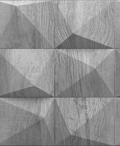 Tapeta geometryczna z efektem 3D szare drewno