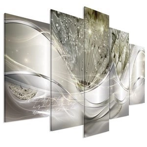 Obraz - Nowoczesne dmuchawce (5-częściowy) zielony szeroki