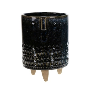 Ceramiczna doniczka granatowa na nóżkach 38555-713