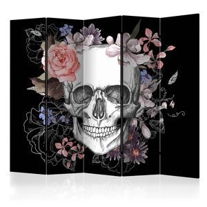 Parawan 5-częściowy - Czaszka i kwiaty II [Room Dividers]