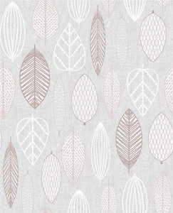 Tapeta winylowa skandynawska liście na szarym tle