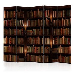 Parawan 5-częściowy - Półki z książkami II [Room Dividers]