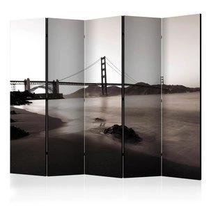 Parawan 5-częściowy - San Francisco: Most Golden Gate w czerni i bieli II [Room Dividers]