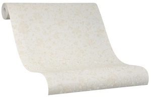 Tapeta winylowa beżowa połyskująca w kwiaty