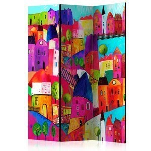 Parawan 3-częściowy - Tęczowe miasteczko [Room Dividers]