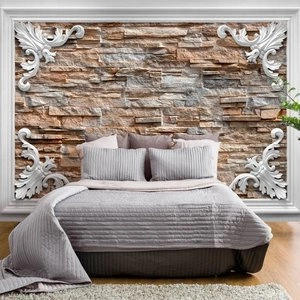 Fototapeta - Cegła w ramce (brązowy)