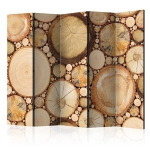 Parawan 5-częściowy - Słoje drewna II [Room Dividers]